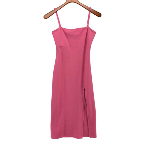 Lovers Friends Skylar Midi Dress Bubble Gum Pink Spaghetti Strap Slit Size S - Picture 8 of 14